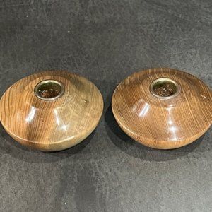 2 Myrtle "Rarest of all Woods" Wooden Candle Holders - Made in Oregon